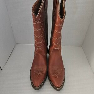 Sonora by Double H West Cowboy Western Boots Leather Stitch Detail‎ Brown Boots